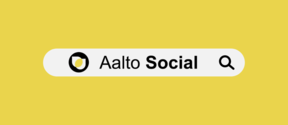 Aalto Social, google haussa. Keltainen tausta.