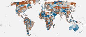 Globaali karttagrafiikka ihmisten muuttoliikkeestä.