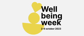 kuva hyvinvointiviikon logosta jossa keltaisia kuvioita
