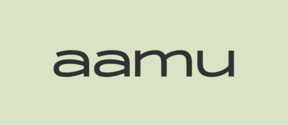 aamu-logo, balck text on light green background