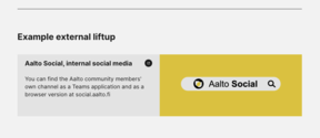 Screenshot of an external liftup for Aalto Social