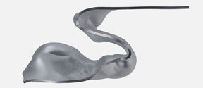 A bent gray shape on a white background