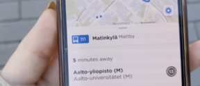 Helsinki public transport system mobile app on a phone 