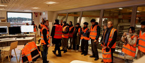 Wood Program students are shown around the Kuhmo Oy sawmill control room