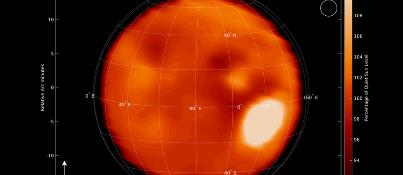 Aurinkokartta, jossa näkyy suurin havaittu purkaus Auringossa