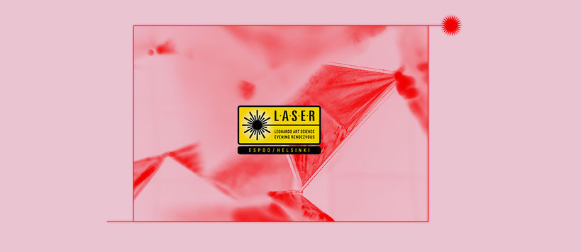 Abstract image of rectangular shapes with a LASER Espoo / Helsinki logo in the centre.