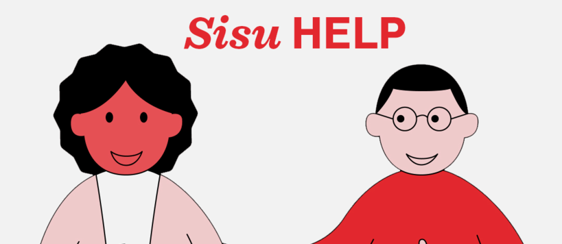 Two human figures and the text "Sisu Help".