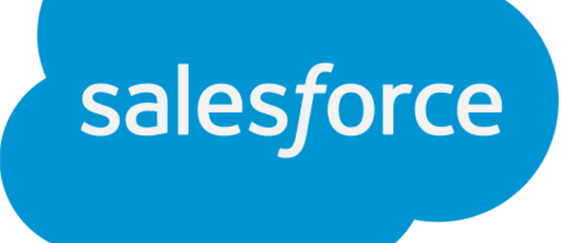 Salesforce company name on blue cloud