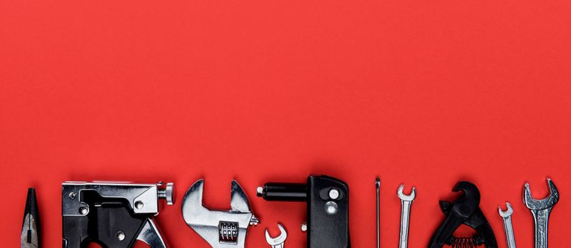 Tools on red