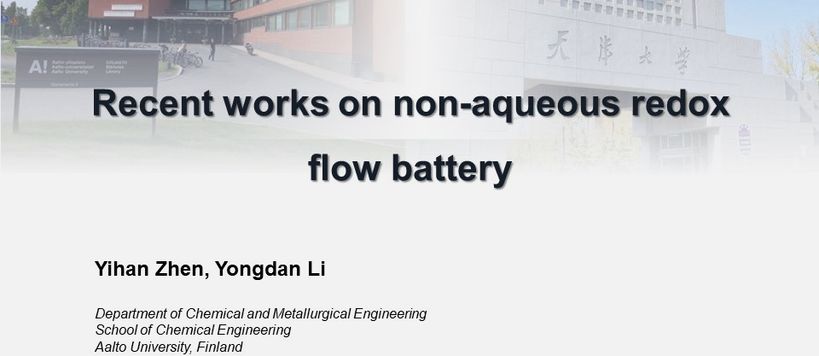 Recent work on non-aqueous redox flow battery