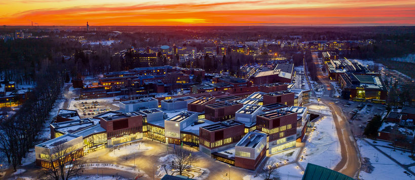 Aalto University campus lights. Photo: Mika Huisman