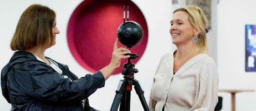 360-camera operated by Sofia Sevon and Taija Votkin in the Learning centre, photo by Valeria Azovskaya 2022