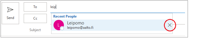 Outlook - removing suggested addresses