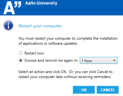 Restart your computer notification