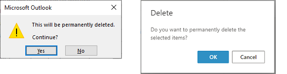 Permanently delete items yes or no