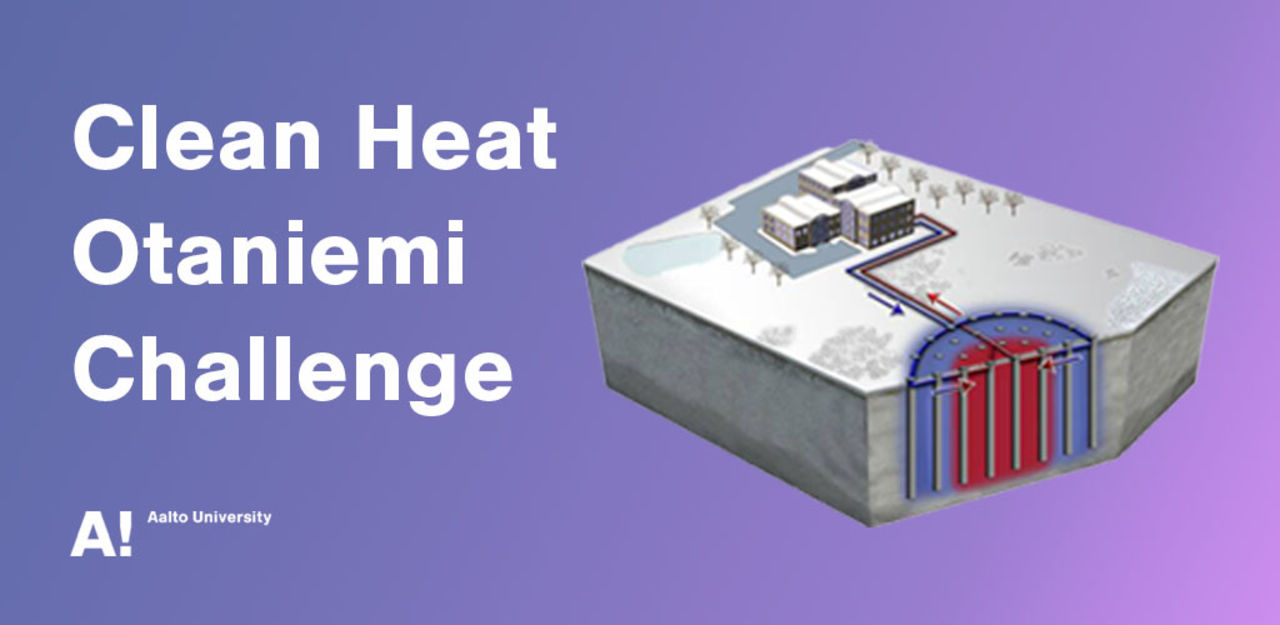 Clean Heat Otaniemi Challenge poster including thermal energy storage