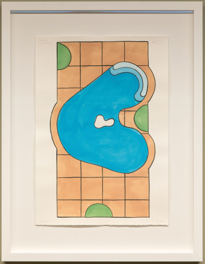 “The paintings in this series look at the evolution of the kidney-shaped pool in the 20th century, from its original form designed by Alvar Aalto through to American versions of the smooth-surfaced form. They also include a final imaginary gall bladder pool, creating a new future form for this historical series.” - Navine G. Khan-Dossos
