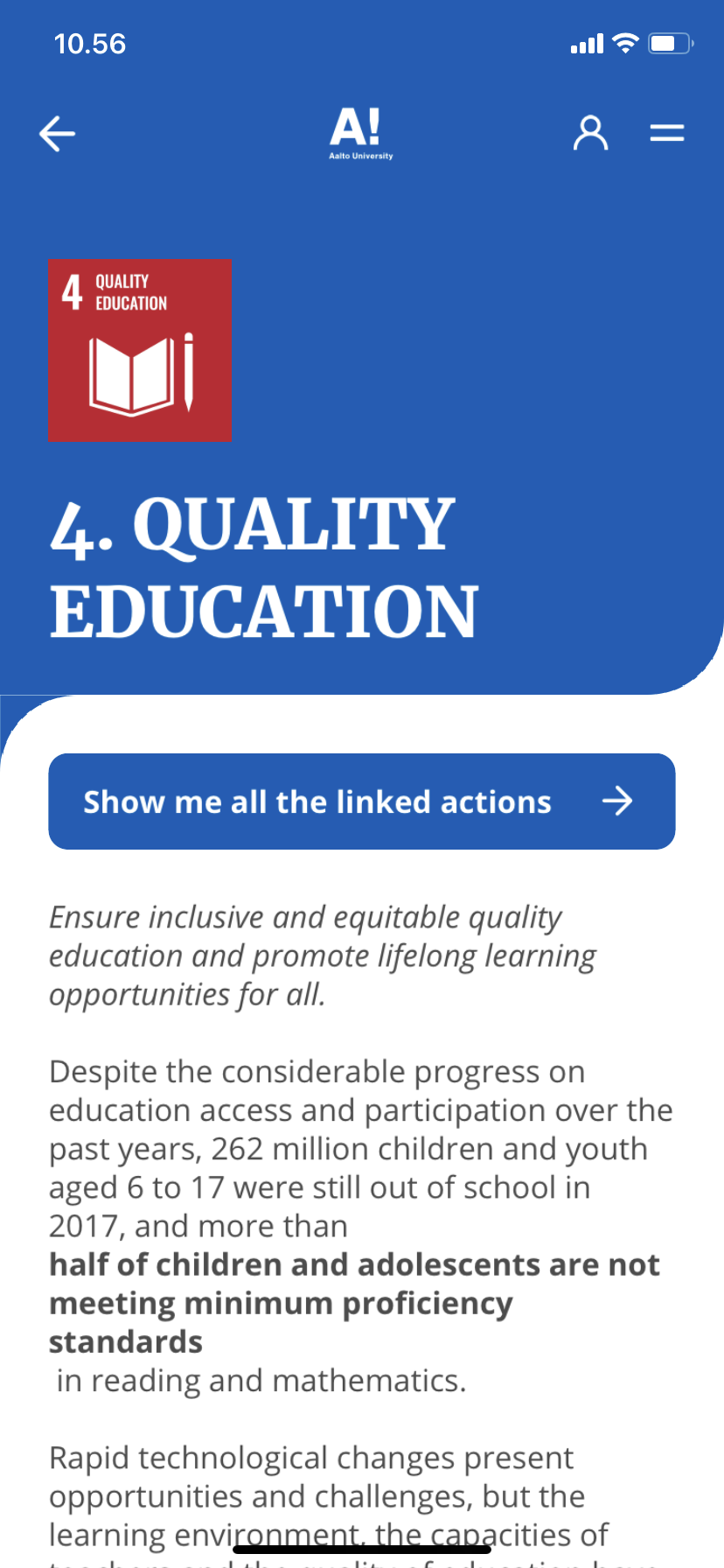 AaltoSDG version 2.1 SDG 4: Quality education view