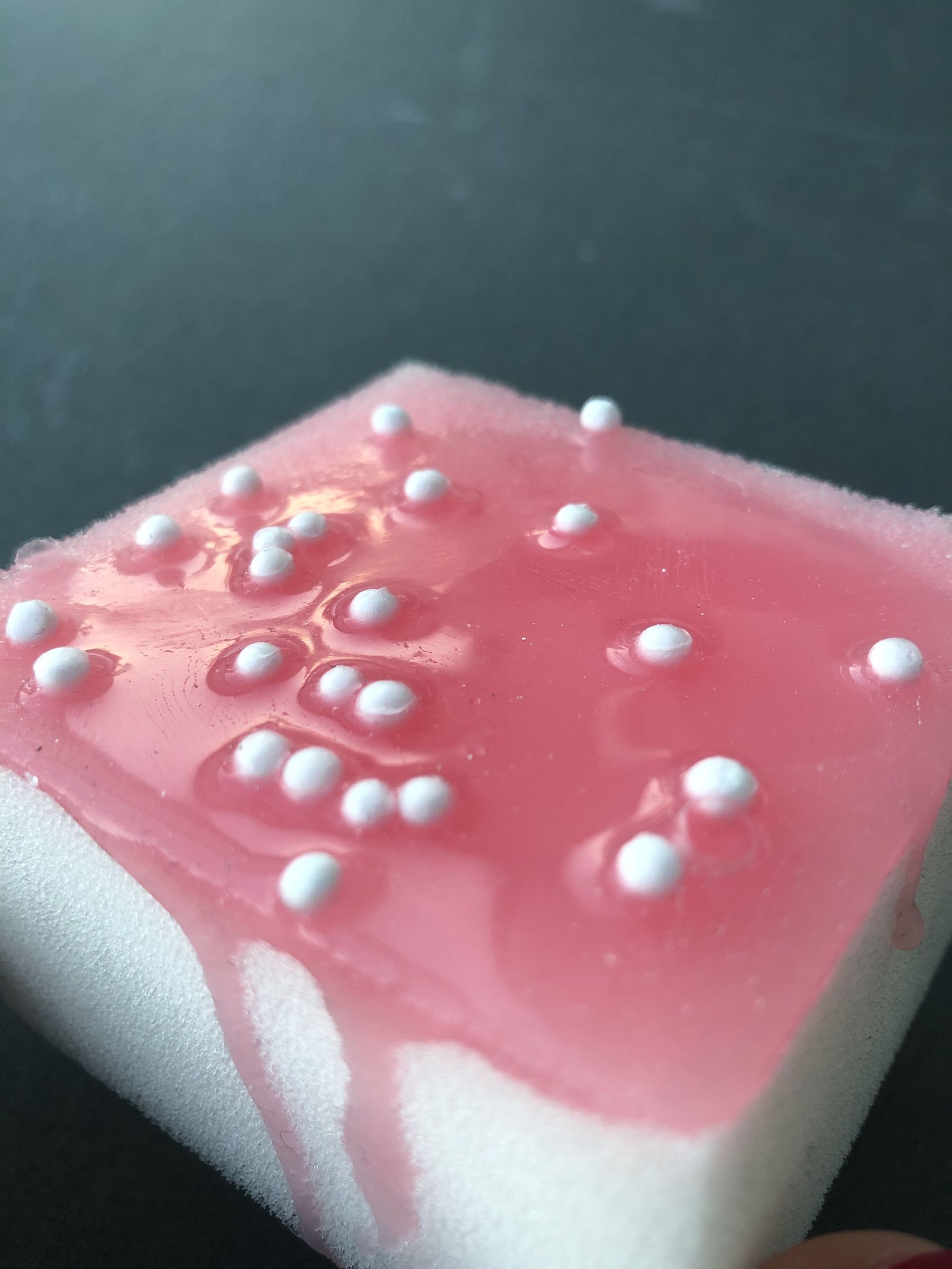 experimenting with foam and red liquidish material