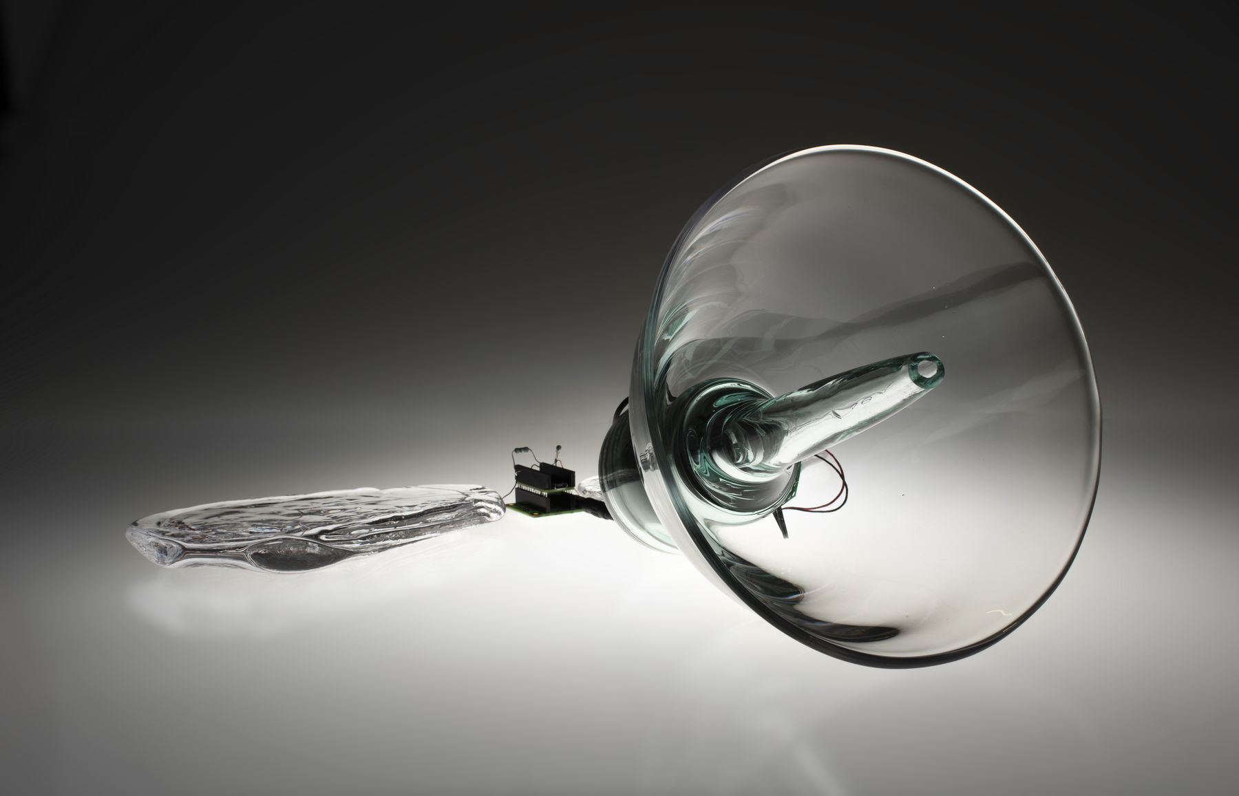 sculptural glass pieces with some electronics