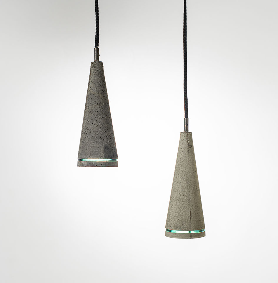 conical shaped concrete lamps hanging