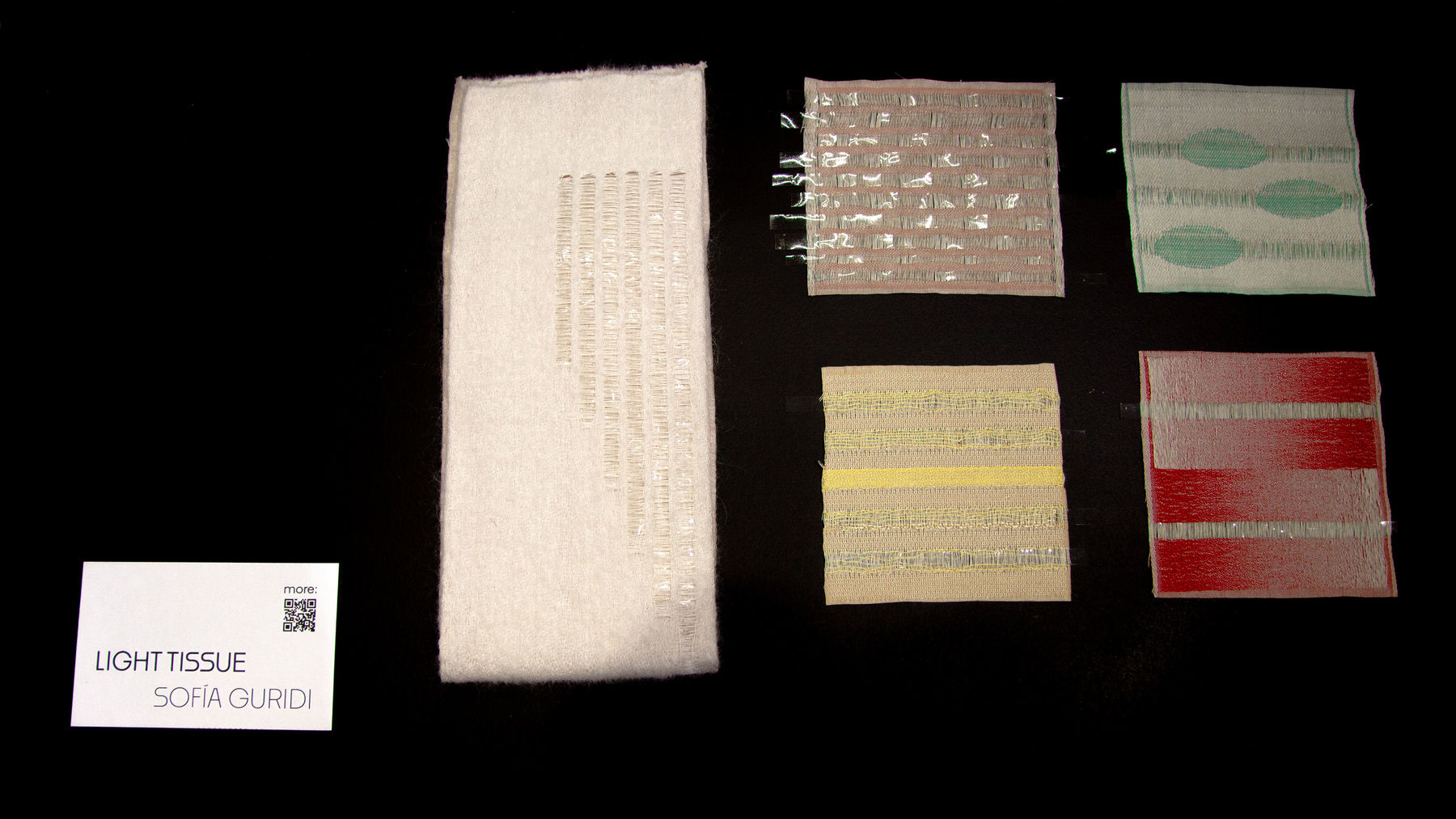Pieces of experimental research project on textiles in different colours 