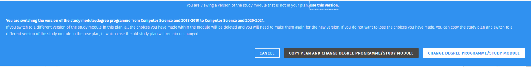 Select whether to create a copy of your study plan
