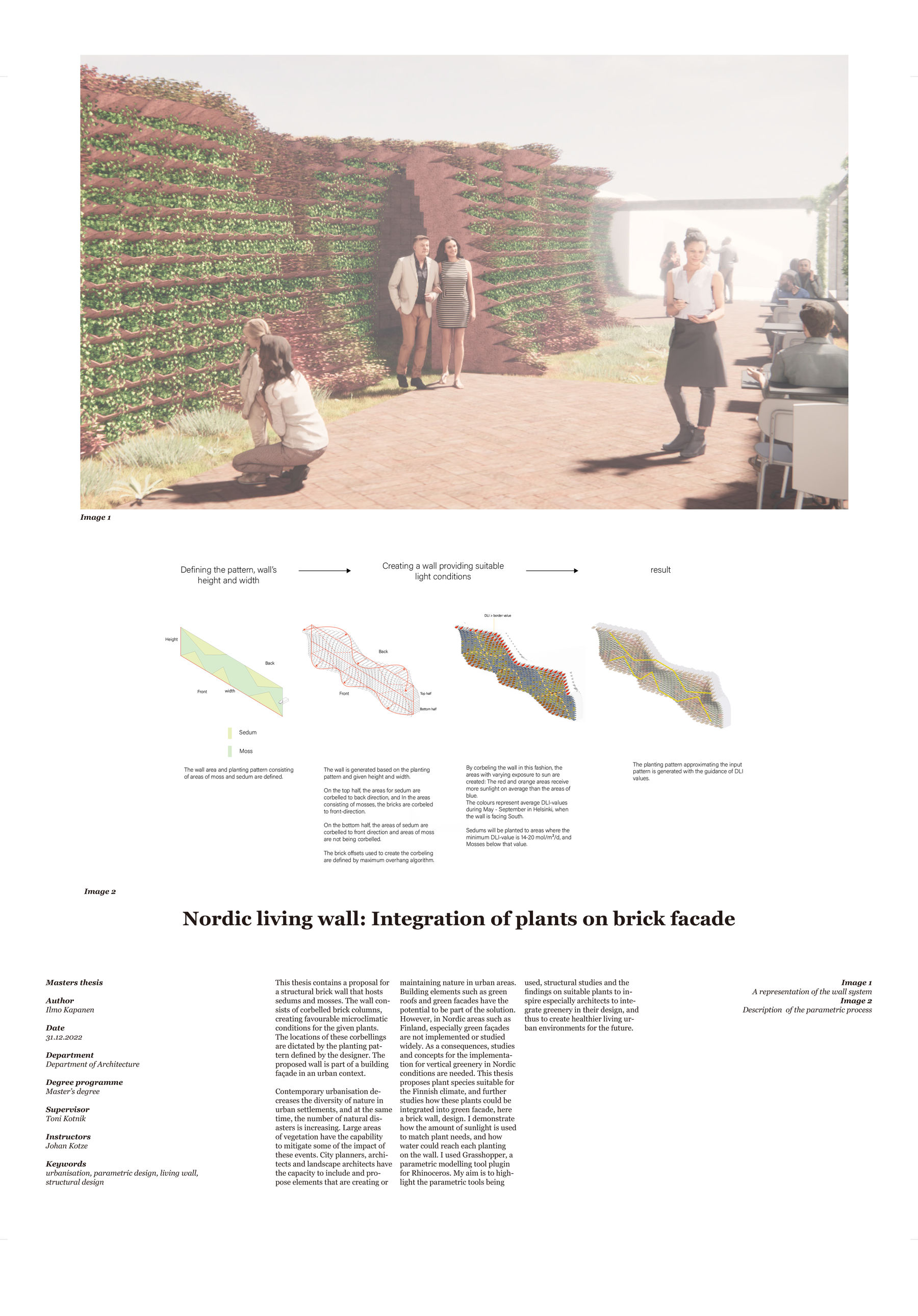 Ilmo_Kapanen master thesis: Nordic living wall Integration of plants on brick facade