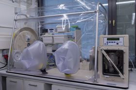Anaerobic tent for daily medium preparation and molecular operation of methanogens. Photoed by Glen Forde.