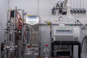 The 10L bioreactor is used for anaerobe cultivation and the continues centrifuge is for collecting biomass anaerobically. Photoed by Glen Forde.