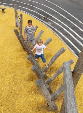 children on yellow playground