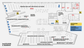 Map of the 2nd floor of Harald Herlin Learning Centre.
