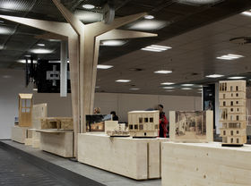 Wood Wonders exhibition at Helsinki airport. Photo: Anne Kinnunen