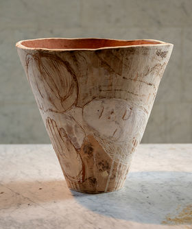 Pietà (2019). Maarit Mäkelä Finnish earthenware body, painted with soil and sediments gathered from Venice.Photo: Kalle Kaitala.