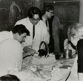 Teaching situations, teachers and students, 1960s, University of Art and Design. Photo: Aalto Archives 
