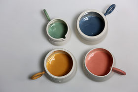 colourful 3D printed clay cups