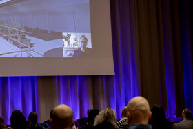 Professor Antti Ahlava gave his presentation in video format at the hybrid event, photo by Mikko Raskinen. 