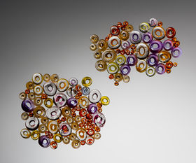 two sets of colourful glass rings