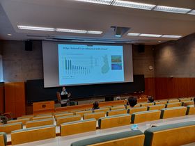 Public lecture by Jaana Vapaavuori (Aalto team). Photo by Aalto University, Giulnara Launonen