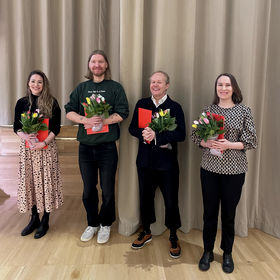 The awarded community memberts: Martina Caic, Juuso Tervo, Teemu Leinonen, Hella Hernberg