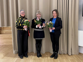 The Alumna of the Year Katja Soini and Anne Kinnunen and Iina Ekholm