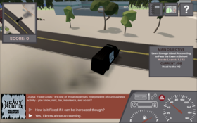 Cost driver, game screenshot_DIALOG. For more information please see Game prototypes by Online Hybrid Lab