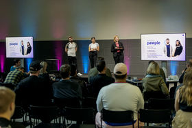 Team Pawple on stage at the Creative Demo Day event