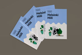 A stack of A5 booklets made to promote the Helsinki Biochar Project