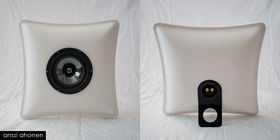 White pillow like looking solid surface speakers by Anssi Ahonen
