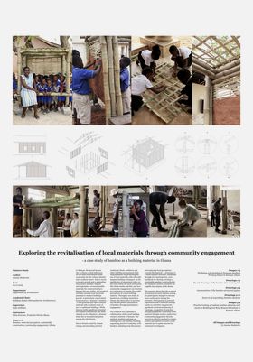 Thesis poster showcasing people building with bamboo