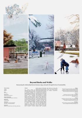 Thesis poster showcasing dogpark in the autumn and winter
