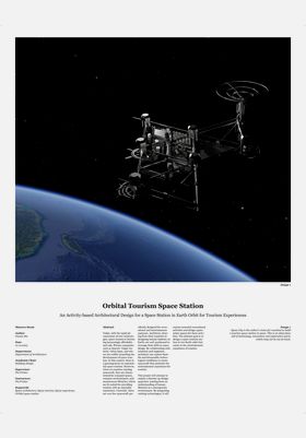 Thesis poster showcasing a space station on earth's orbit