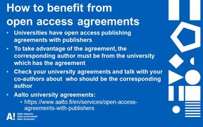 How to benefit from open access agreements