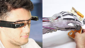 A person with AR glasses and a smart glove compiling a demo set